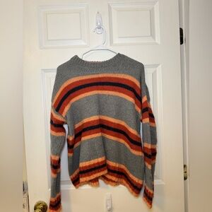 Urban Outfitters Gray and Orange Striped Sweater